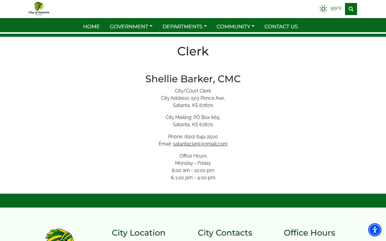 Haskell County Clerk of the District Court Satanta municipal fallback
