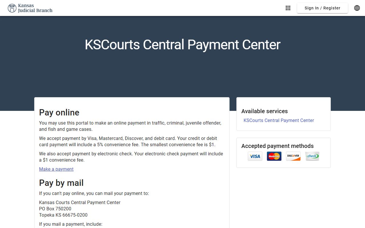Haskell County traffic court records Kansas Courts Central Payment Center