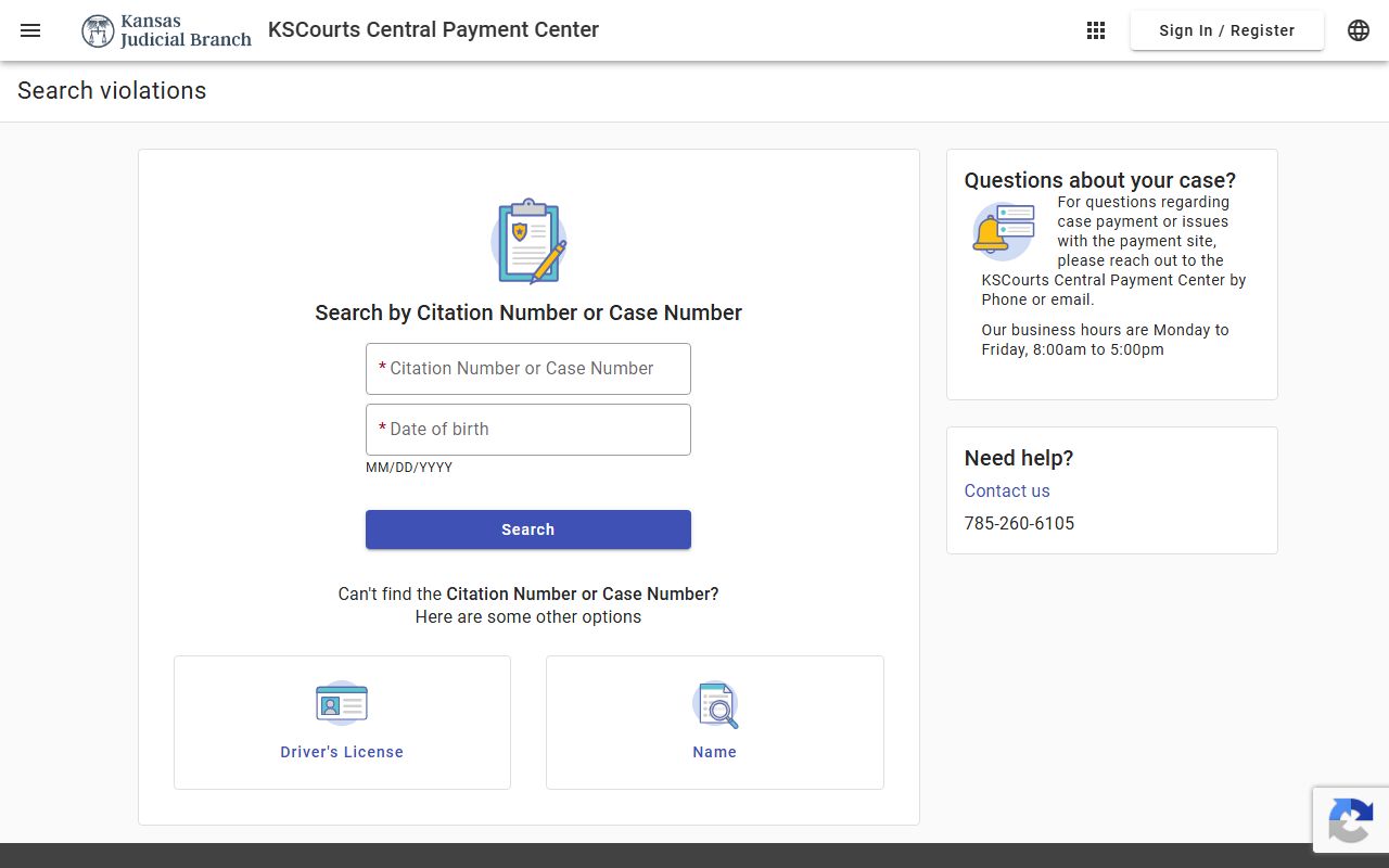 Haskell County traffic court records Central Payment Center search fields